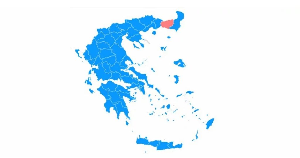 Γαλάζιος όλος ο χάρτης της Ελλάδας – Ποια είναι η μοναδική ροζ περιφέρεια